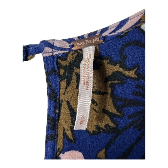 1345. FREE PEOPLE BACK YARD PARTY FLORAL MINI DRESS SLEEVELESS SMALL KEYHOLE - Picture 7 of 11